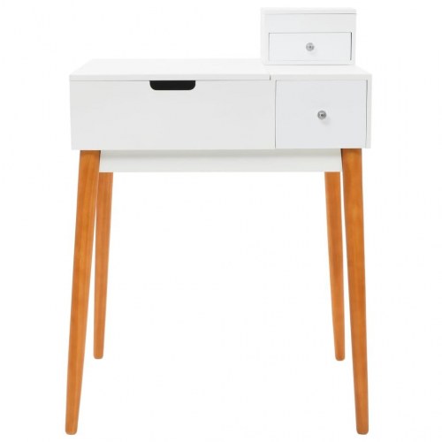 Sminkebord med spejl i MDF - 60 × 50 × 86 cm, hvid/brun