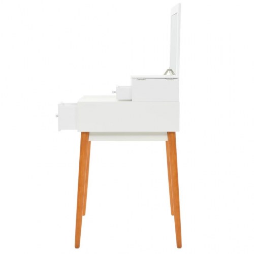Sminkebord med spejl i MDF - 60 × 50 × 86 cm, hvid/brun