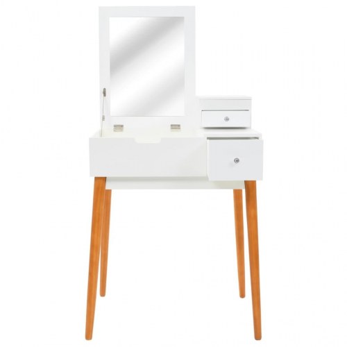 Sminkebord med spejl i MDF - 60 × 50 × 86 cm, hvid/brun