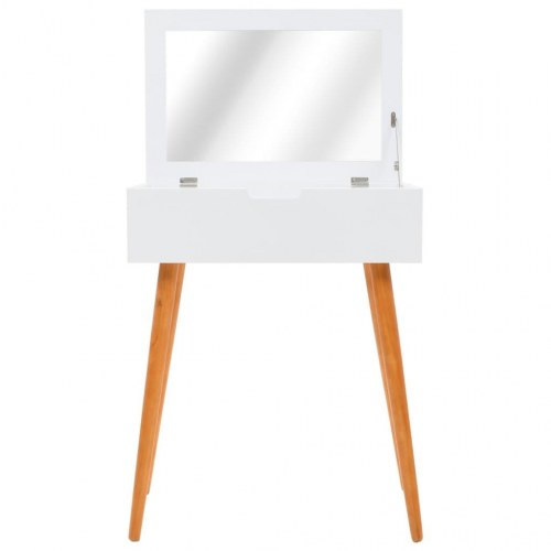 Sminkebord med spejl - MDF 60 × 40 × 75 cm, hvid/brun