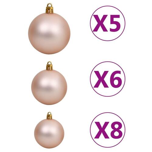 Kunstigt juletræ med lys og kuglesæt 120 cm PVC sort