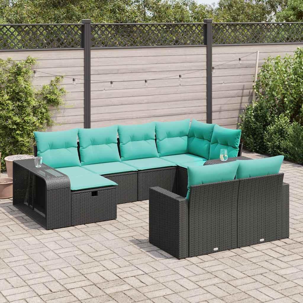 Sofasæt til haven 10 dele med hynder polyrattan sort billede