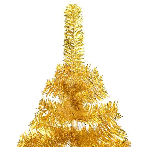 Kunstigt juletræ med lys og kuglesæt 120 cm PET guldfarvet
