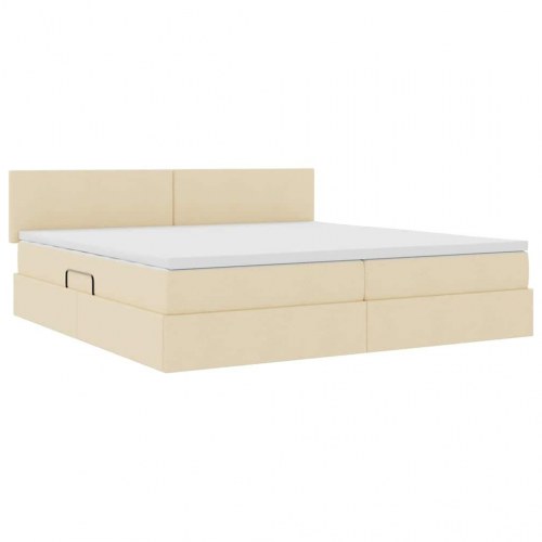 Seng med opbevaring og madras med madras Creme 200 x 200 cm