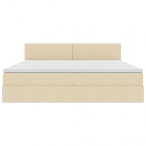 Seng med opbevaring og madras med madras Creme 200 x 200 cm