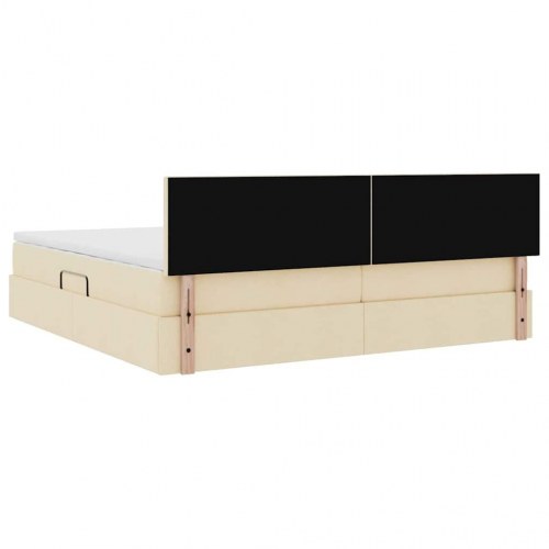 Seng med opbevaring og madras med madras Creme 200 x 200 cm
