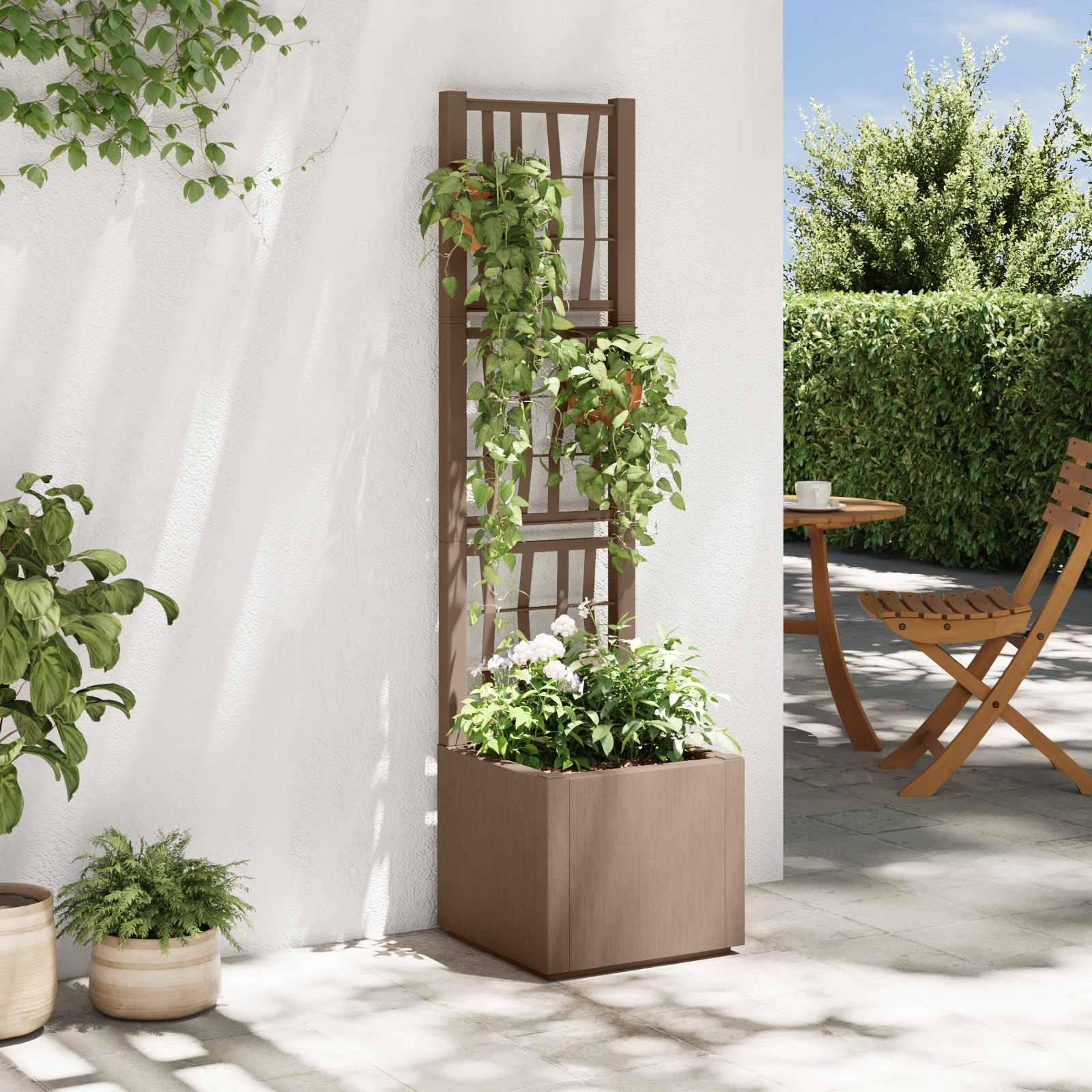 Havekrukke med trellis Brun 36 x 36 x 140 cm Polypropylen billede