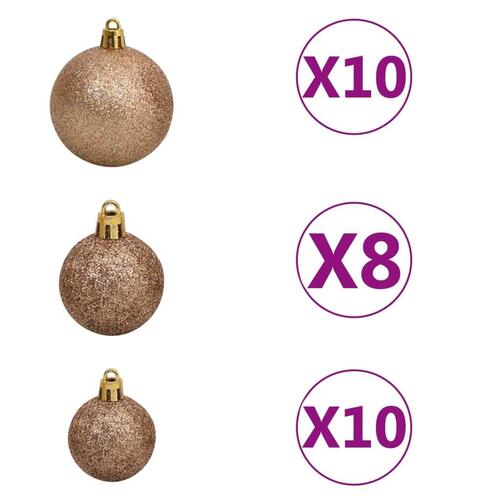 Juletræ med lys + julekugler og grankogler 210 cm