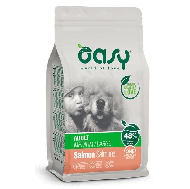 Oasy One Animal Protein Adult Medium/Large Laks – tørfoder til hund – 12 kg billede