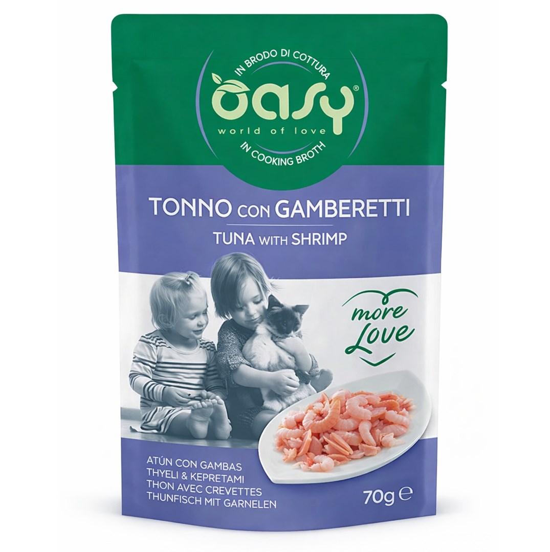 Oasy More Love vådfoder til kat – tun med rejer, 70 g billede