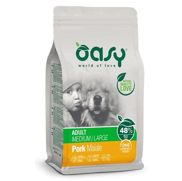 Oasy One Animal Protein Adult Medium/Large Pork – tørfoder til hund – 12 kg billede