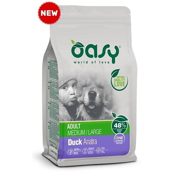 Oasy One Animal Protein Adult Medium/Large Duck – tørfoder til hund – 12 kg billede