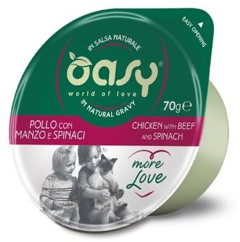 Oasy More Love vådfoder til kat - kylling med oksekød og spinat, 70 g billede
