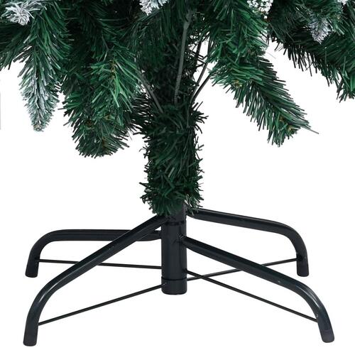 Juletræ med sne + lys + julekugler og grankogler 210 cm