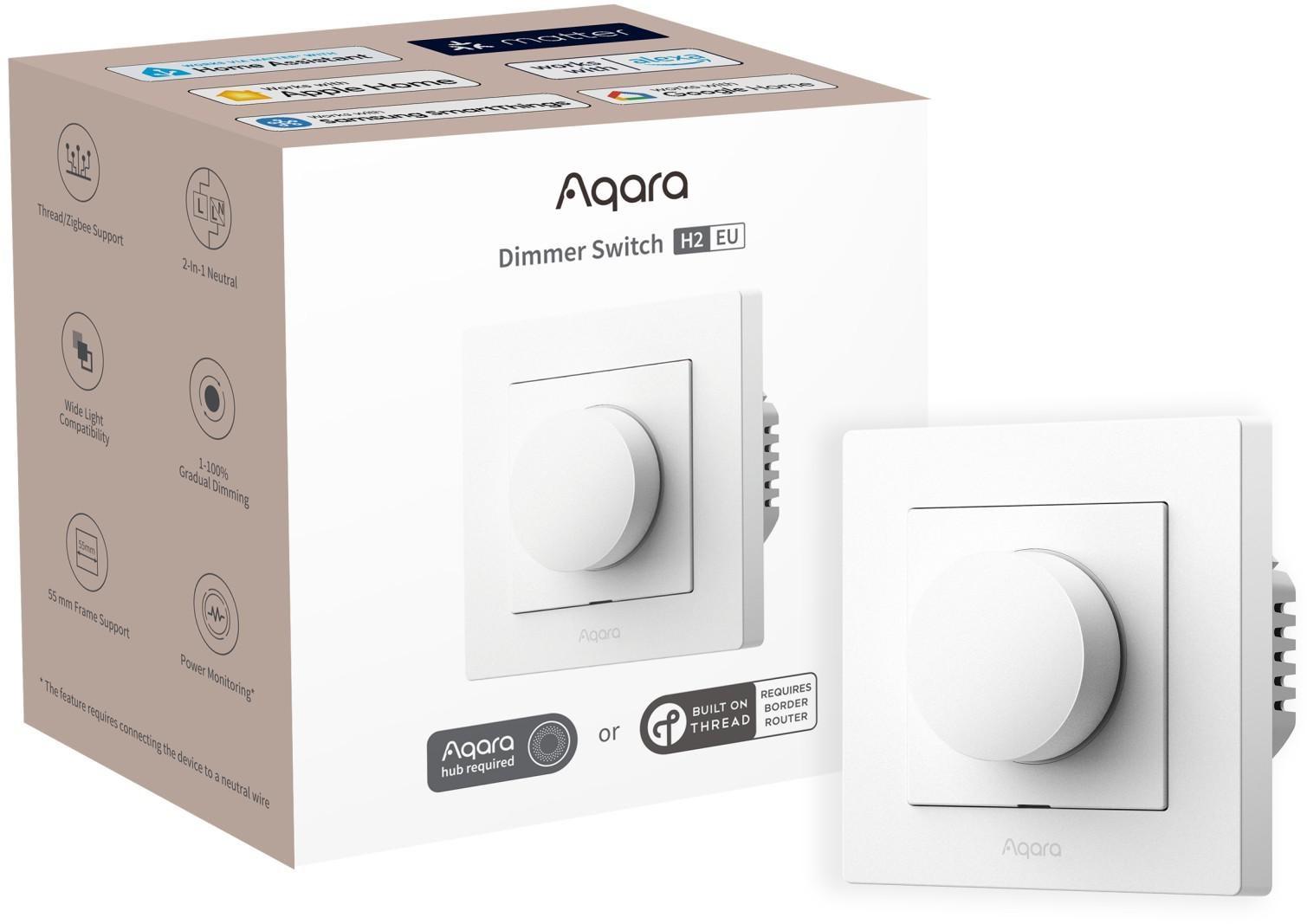 Aqara Dimmer Switch H2 EU lysdæmper, Zigbee, Matter, Thread, hvid