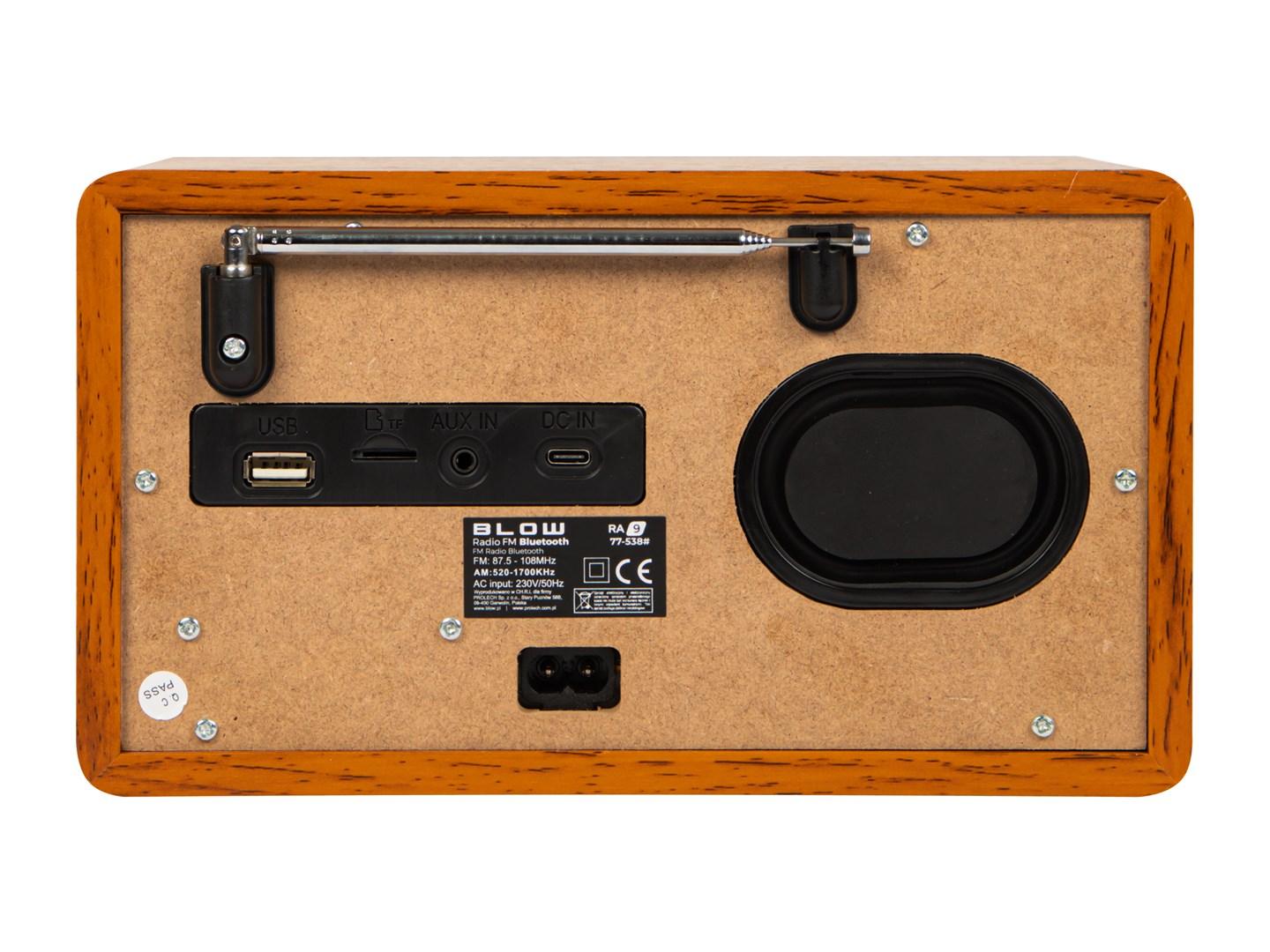 BLOW RA9 V.2 bærbar analog AM/FM radio med Bluetooth og ur – bronze/sort billede