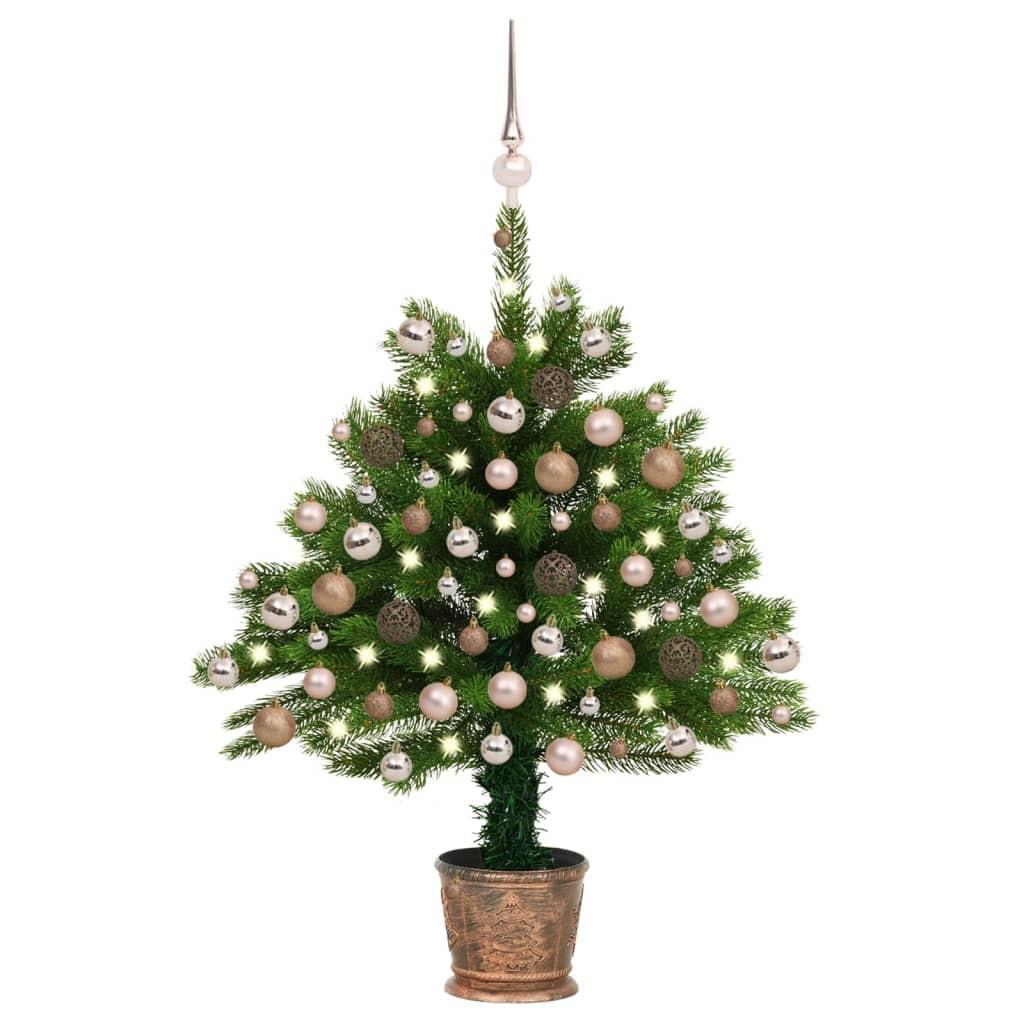 Kunstigt juletræ med lys og kuglesæt 90 cm grøn
