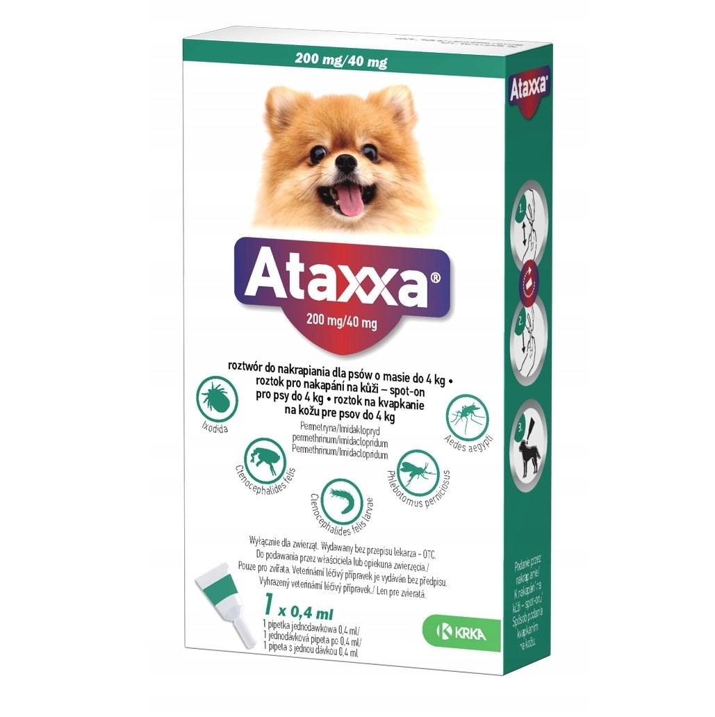 ATAXXA 200 mg/40 mg til hunde 1–4 kg – spot-on dråber mod lopper og flåter, 1 × 0,4 ml billede