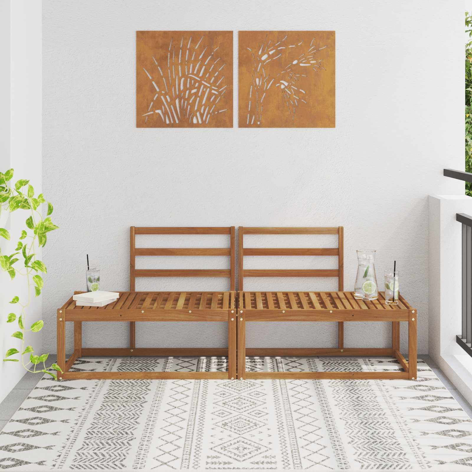 Udendørs Modulsofa 2 Stk Naturfarvet 182,5 x 63 x 73 cm billede