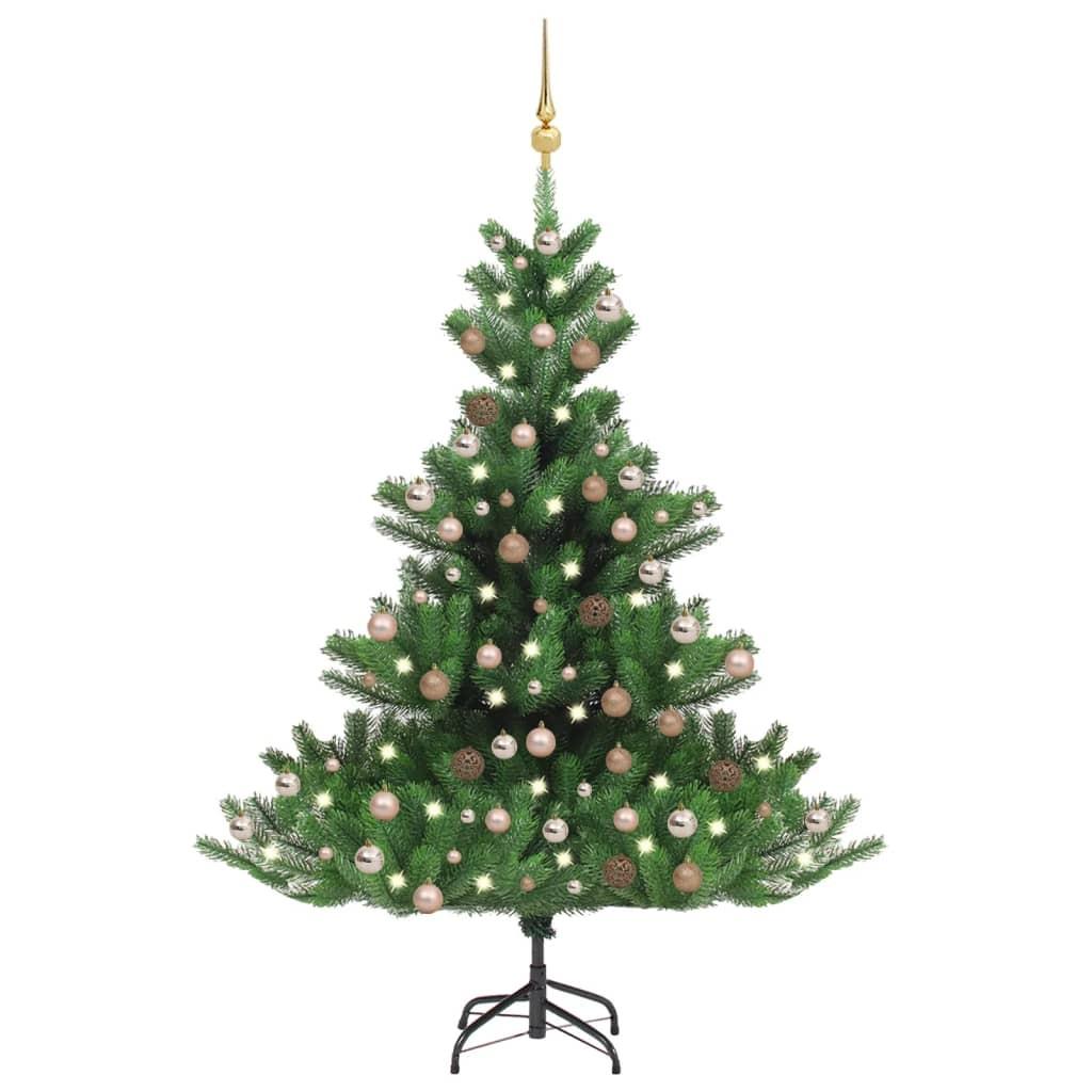 Kunstigt juletræ nordmannsgran LED og kuglesæt 240 cm grøn