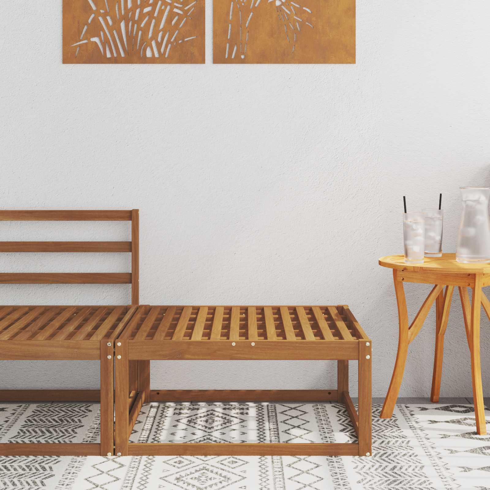 Udendørs puf Massivt Akacietræ Naturfarvet 79 x 79 x 37 cm billede