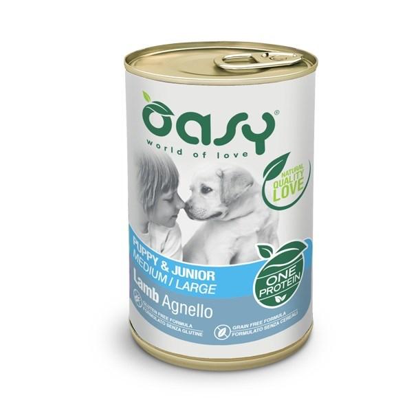 Oasy One Protein Puppy & Junior Medium/Large Lam – vådfoder til hund – 400 g billede