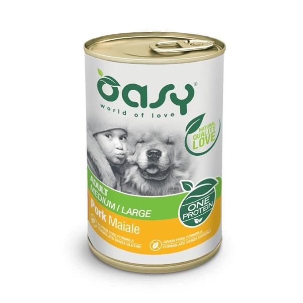 Oasy One Protein Adult Medium/Large Pork vådfoder til hund - 400 g billede