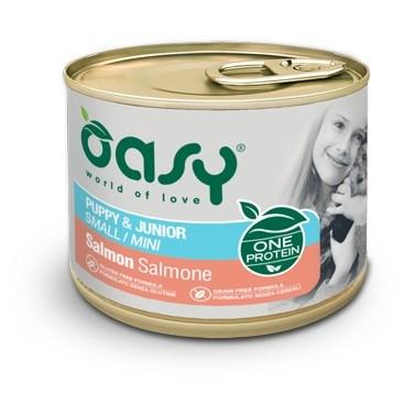 Oasy One Protein Puppy & Junior Small/Mini Laks – vådfoder til hund – 200 g billede