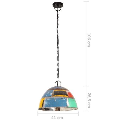Industriel hængelampe 25 W rund vintagestil 41 cm E27 flerfarvet