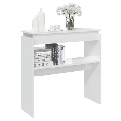 Konsolbord 80x30x80 cm konstrueret træ hvid højglans