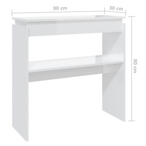 Konsolbord 80x30x80 cm konstrueret træ hvid højglans