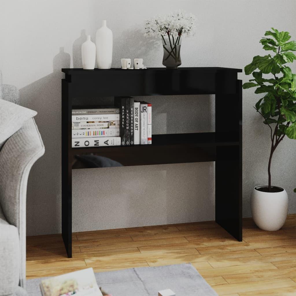 Konsolbord 80x30x80 cm konstrueret træ sort højglans