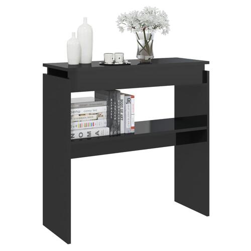 Konsolbord 80x30x80 cm konstrueret træ sort højglans