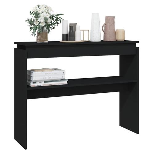 Konsolbord 102x30x80 cm konstrueret træ sort