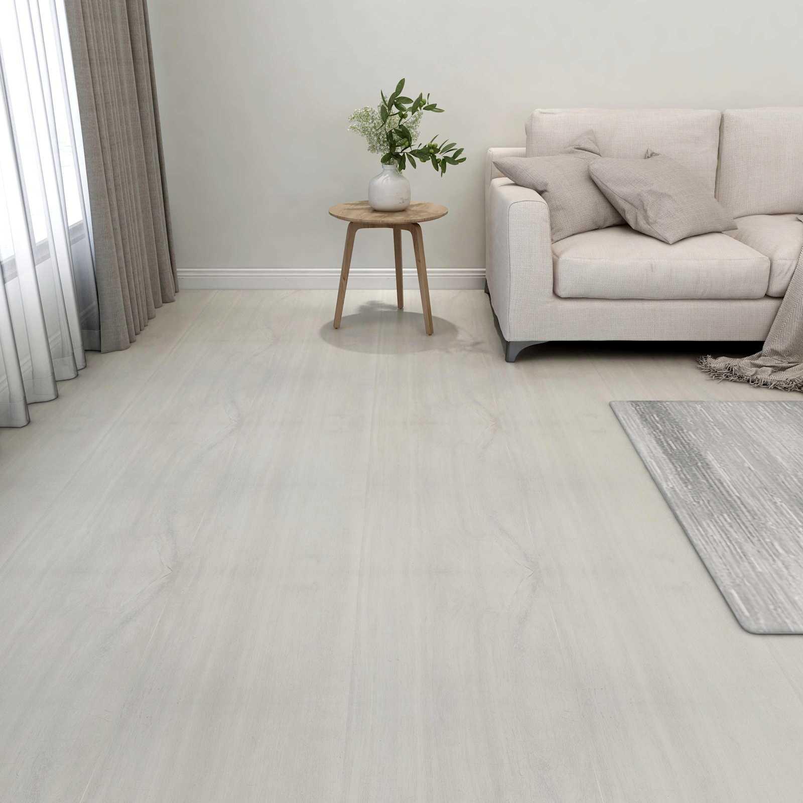 Selvklæbende gulvplanker i PVC - creme, 55 stk (5,11 m²) billede