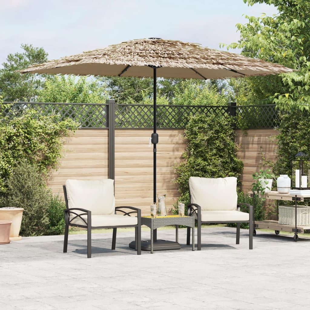 Haveparasol med LED-lys og stålstang 300x200x250 cm brun billede