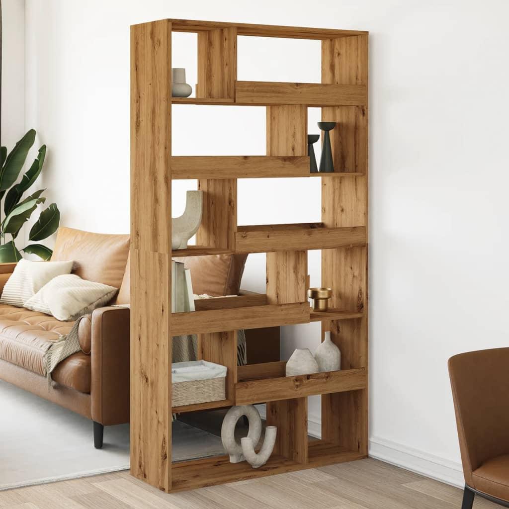 Rumdeler 100x33x187,5 cm konstrueret træ egetræsfarve billede