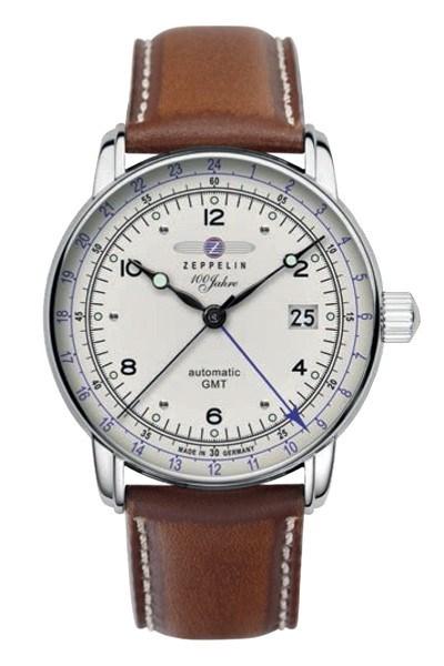 Zeppelin 100 Jahre 8666-1 automatisk ur - læderrem, GMT billede