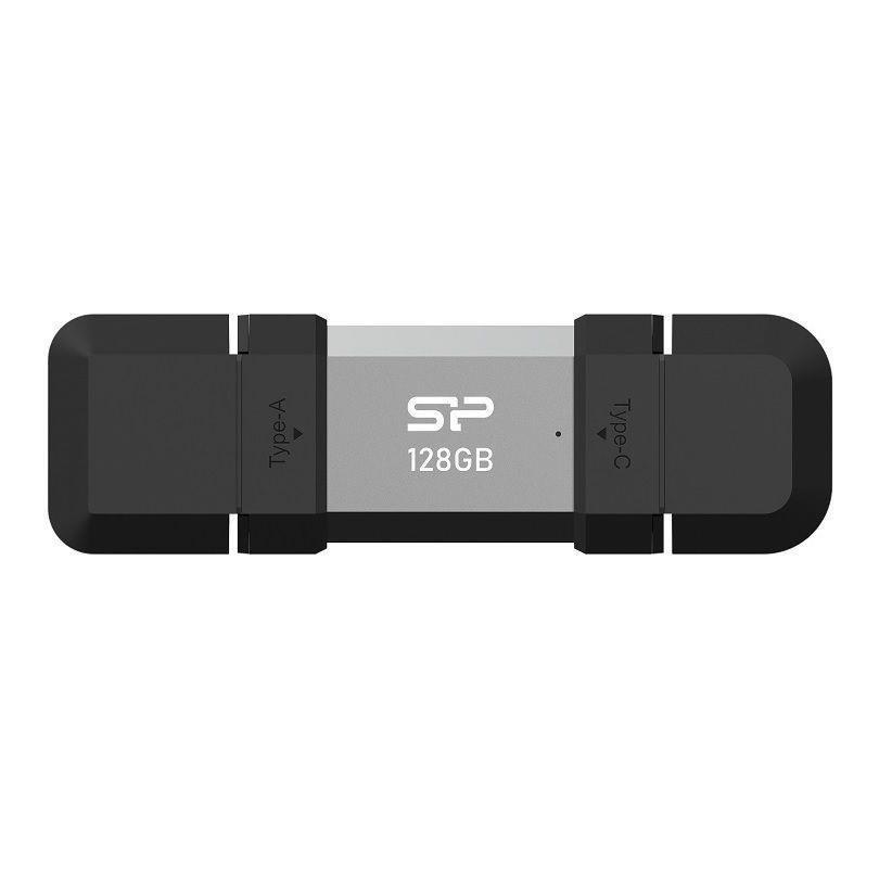 Silicon Power USB-stick 128 GB - USB-A/USB-C 3.2 Gen 1, sort/sølv billede