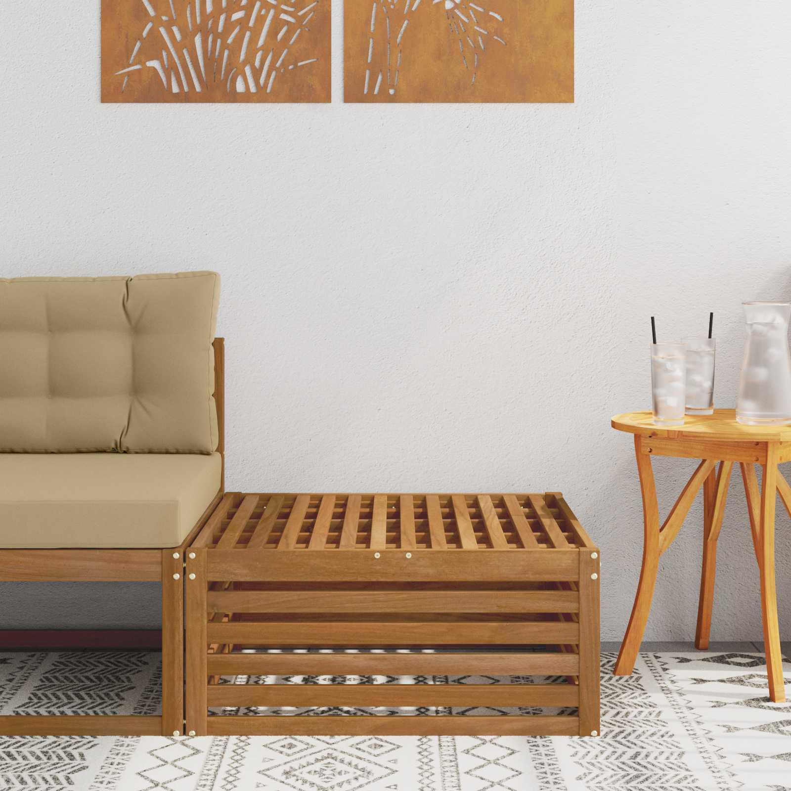 Udendørs puf Naturfarvet 79 x 79 x 37 cm Massivt Akacietræ billede