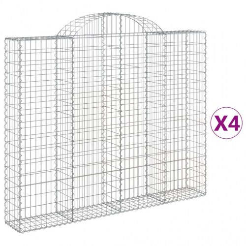 Buede gabionkurve 4 stk. 200x30x160/180 cm galvaniseret jern