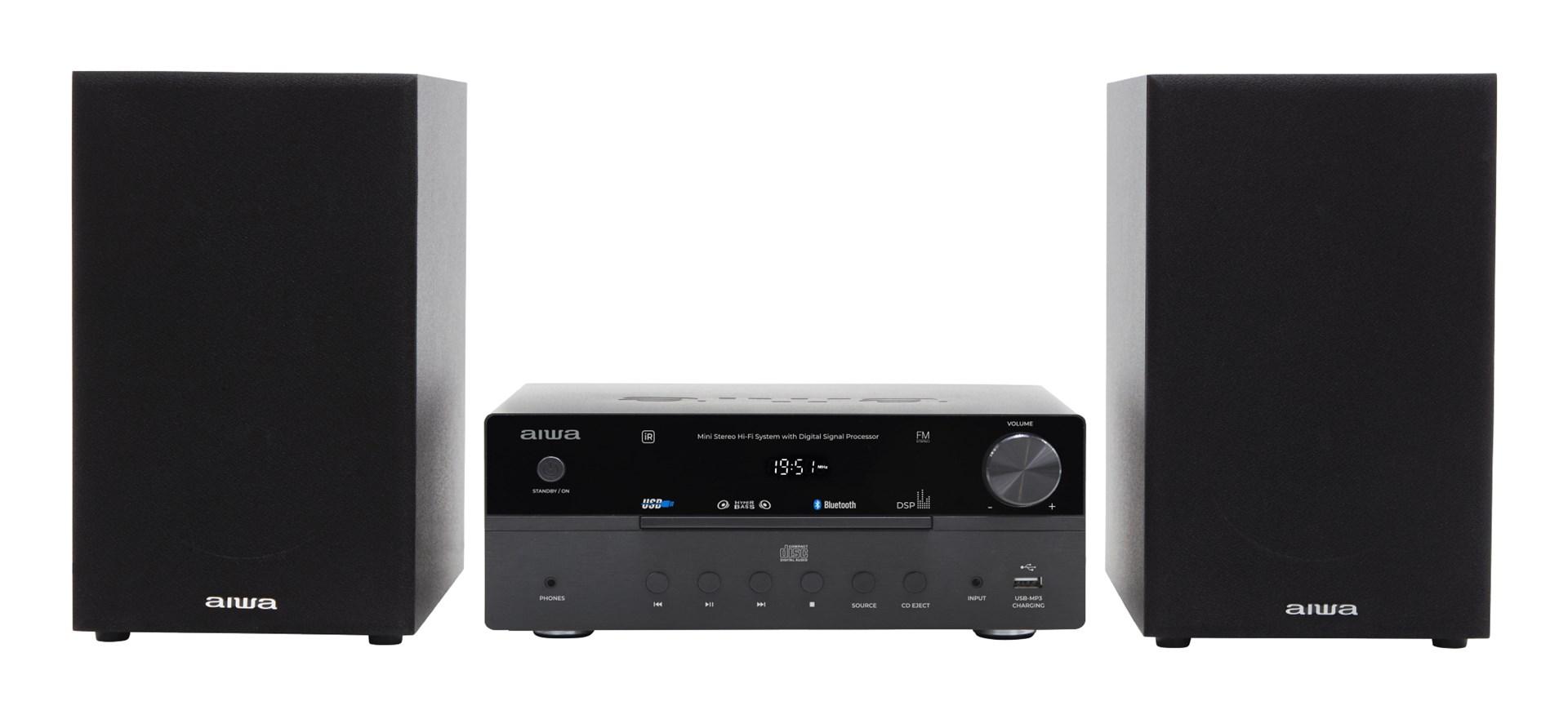 aiwa MSBTU-550 mini hi-fi system - 50 W, sort billede