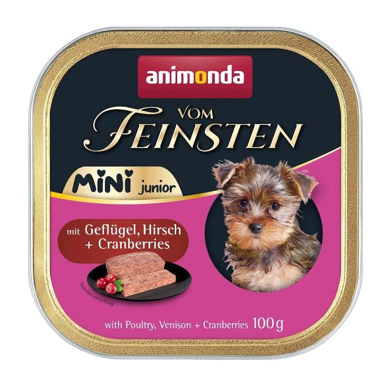 animonda Vom Feinsten Junior Mini vådfoder – fjerkræ, vildt og tranebær 100 g billede