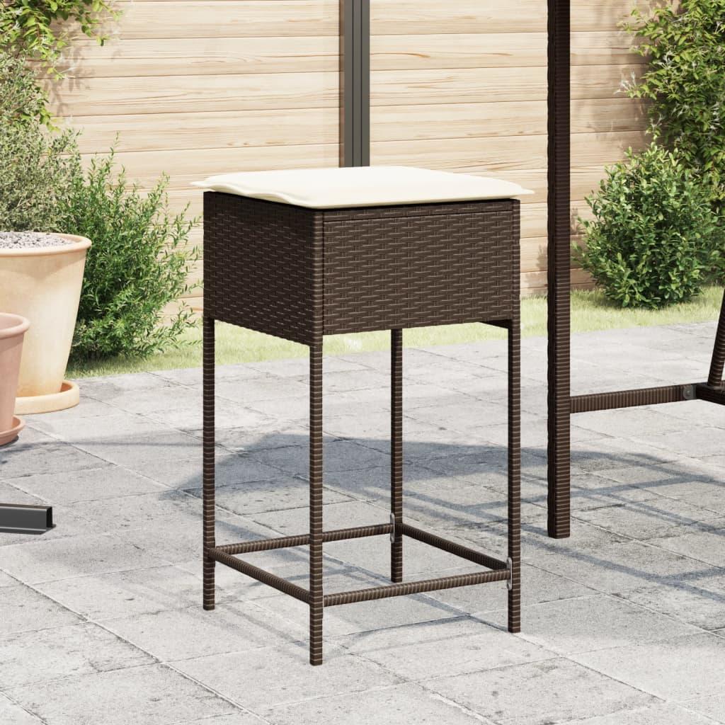 Udendørs barstole med hynder 2 stk. polyrattan brun billede