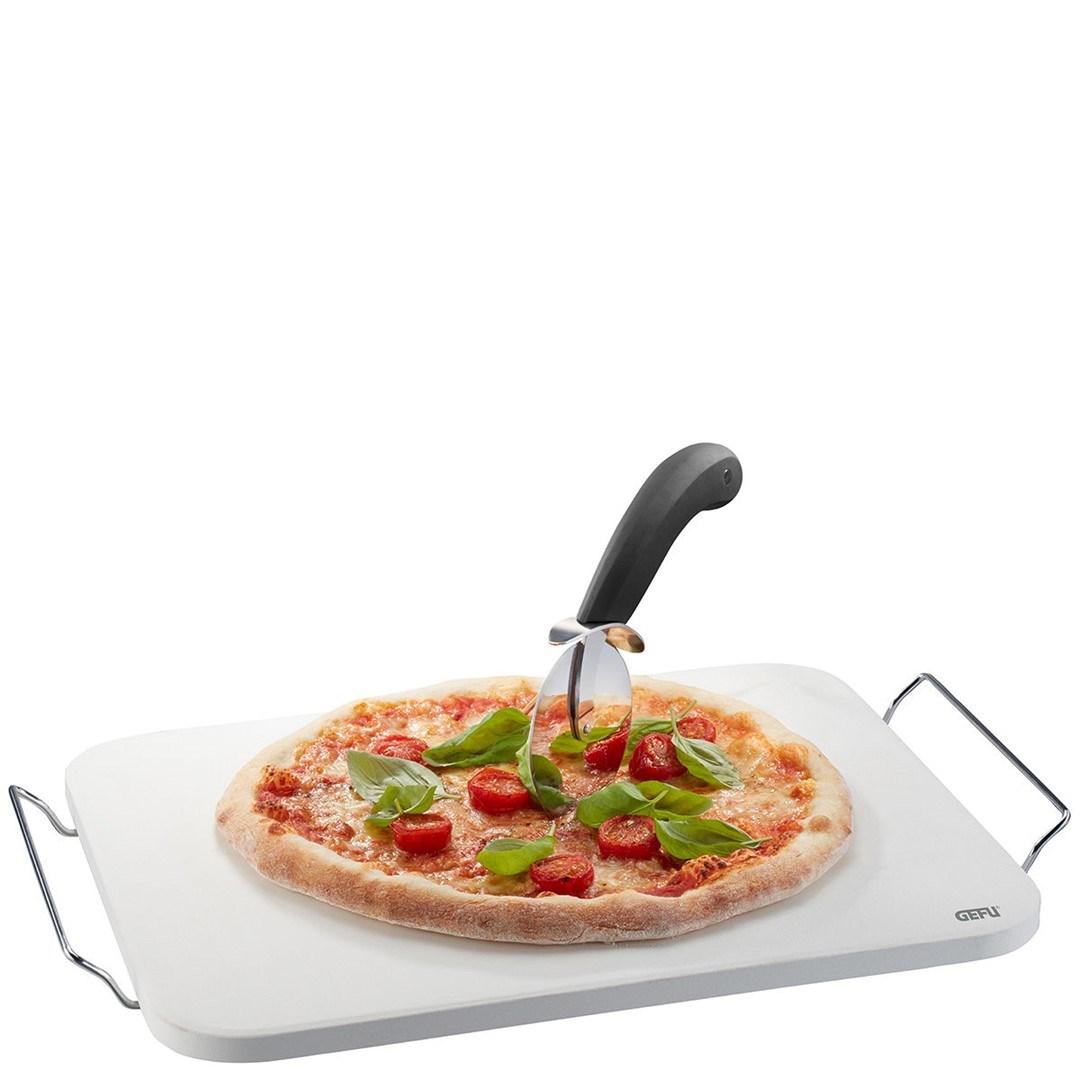 GEFU DARIOSO pizzaskærer + rektangulær pizzasten med stativ billede