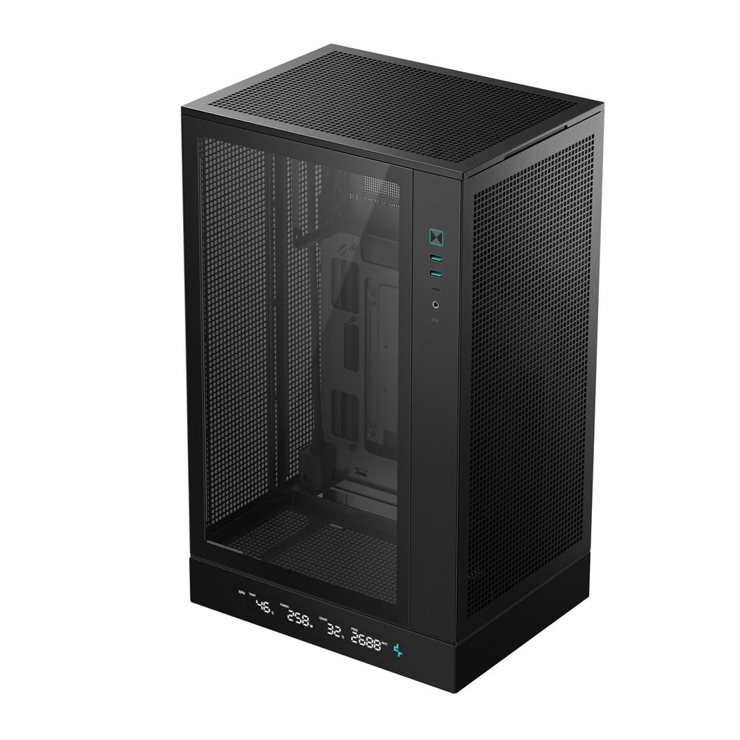 DeepCool CH270 DIGITAL minitower kabinet til Micro ATX og Mini-ITX med hærdet glas - sort