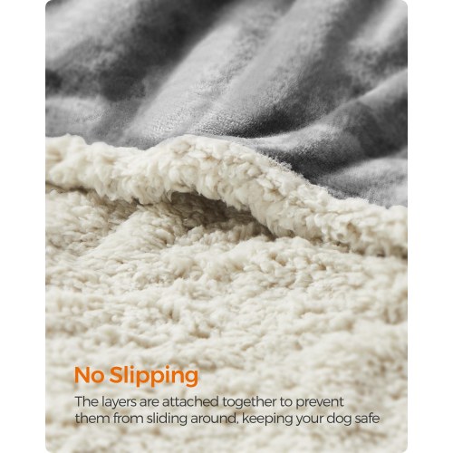 FEANDREA vandtæt hundeplaid i sherpa og fleece, vendbar sofa-beskytter, 203,2 × 152,4 cm – grå