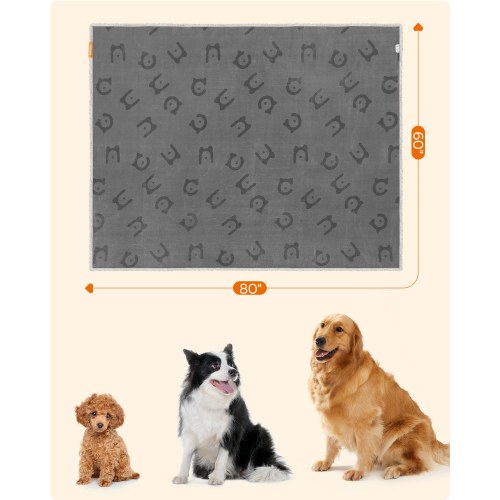 FEANDREA vandtæt hundeplaid i sherpa og fleece, vendbar sofa-beskytter, 203,2 × 152,4 cm – grå