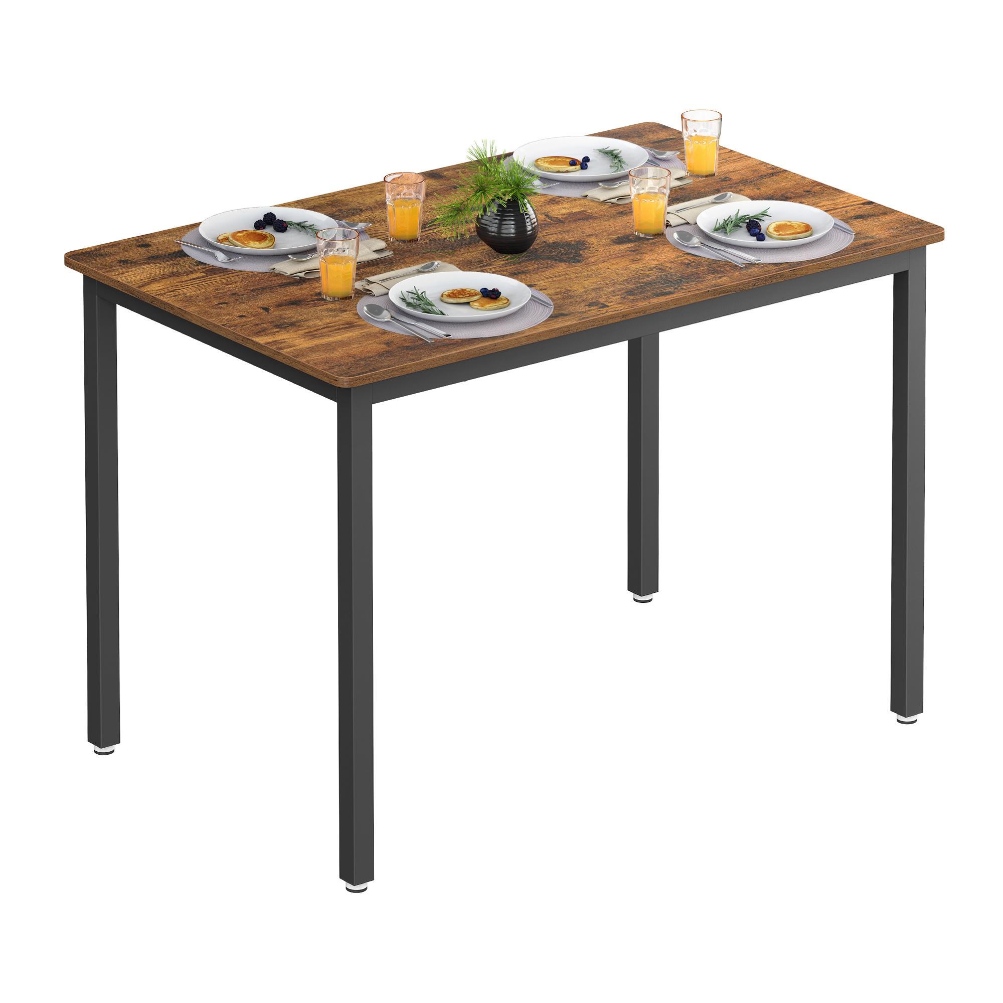 Spisebord 70 × 110 cm til 4 personer - industrielt, rustik brun/sort