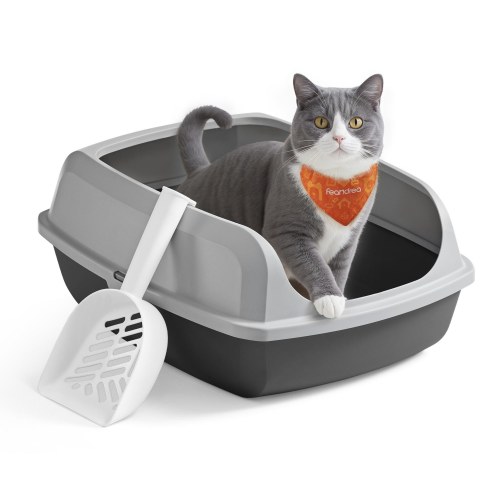 Feandrea høj kattebakke XL – åben top med skovl, skifergrå